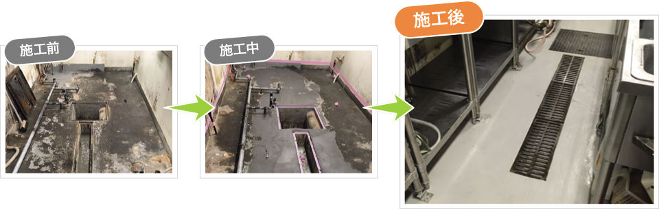 飲食店 厨房床改修工事 飲食店 厨房床改修工事